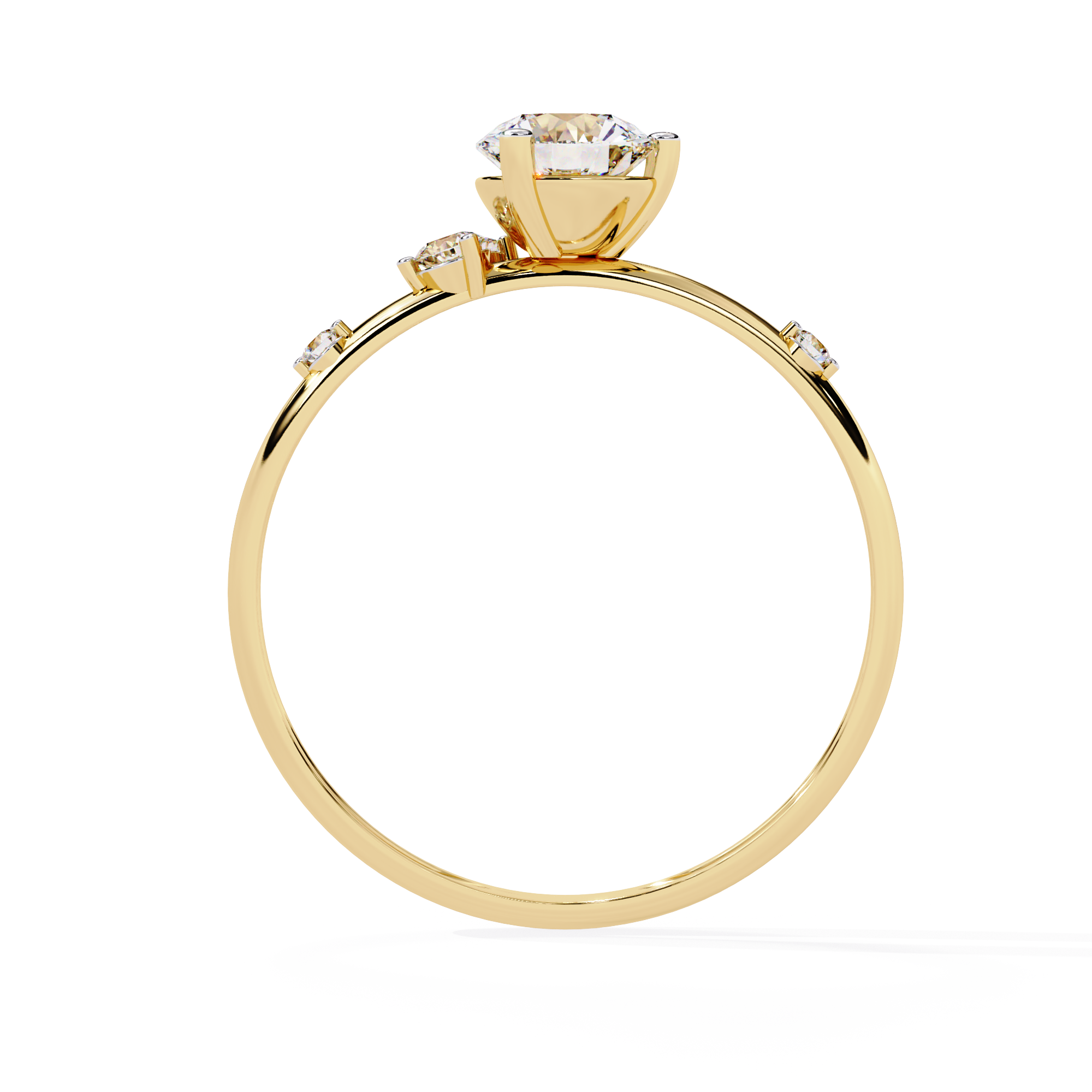 Solitairekart – 0.56 CT Side Cluster Lab Diamond Solitaire Ring | 14K Yellow Gold